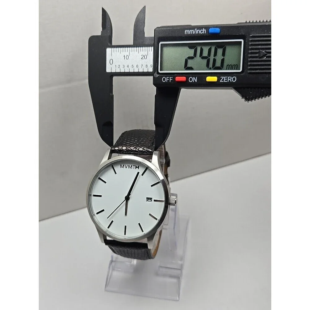 MVMT Classic Minimalist 45mm Date Watch Silver Tone White Dial New Battery 3ATM